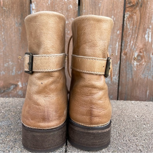 MIA Women’s Brown Tan Leather Lace Up Moto Combat Boots Size 6 - Picture 6 of 14